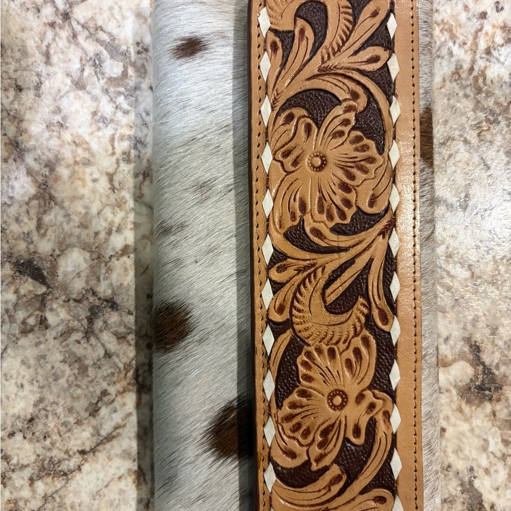 Floral Embossed Leather Wallet